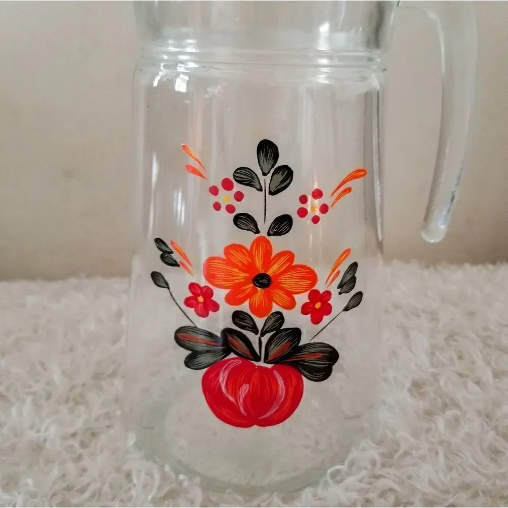 Vintage juice handpainted floral pitcher